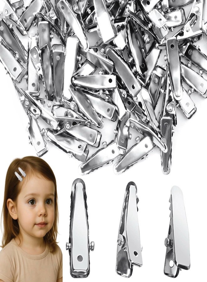 80 قطعة من مشابك الشعر المعدنية الصغيرة الفضية على شكل تمساح، مشابك شعر لإكسسوارات الشعر والحرف اليدوية، مشابك شعر على شكل تمساح لمستلزمات الأعمال اليدوية، مشابك شعر مسطحة على شكل فيونكة (فضية) - Image 1